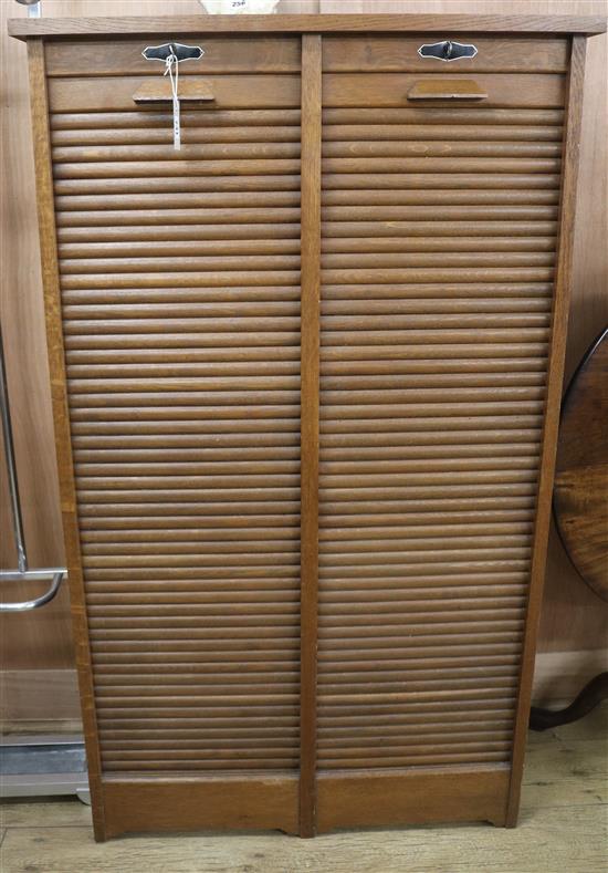 A double tambour shutter filing cabinet W.84cm